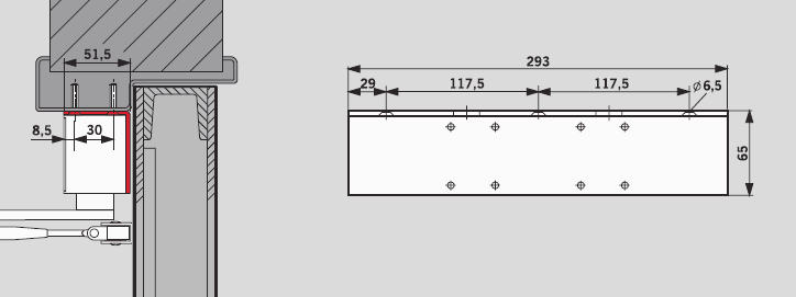 Монтажный уголок. Артикул №8357. Доводчик дверной DORMA TS-83